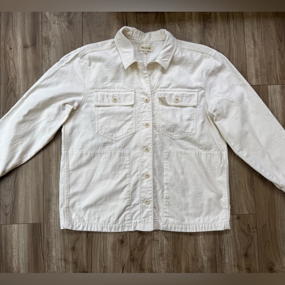 Madewell Drakefield Oversized Shirt-Jacket in Ecru Women’s Size Large - Picture 3 of 14